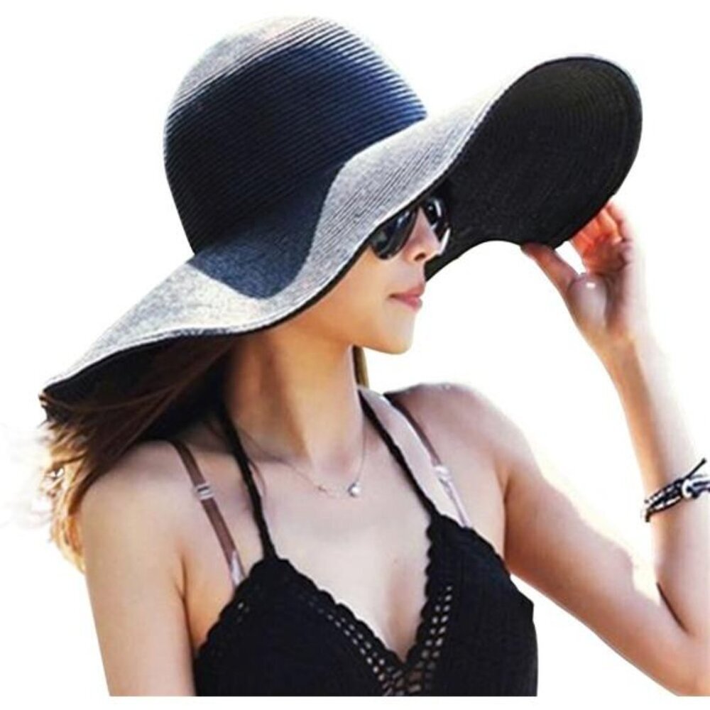 Beach Hats for Women Big Straw Wide Brim Summer Hat Floppy Foldable Roll up Cap